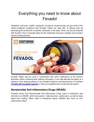 Everything you need to know about Fevadol