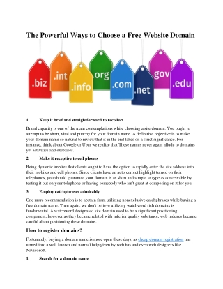 The Powerful Ways to Choose a Free Website Domain