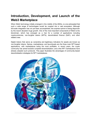 Introduction, Development, and Launch of the Web3 Marketplace