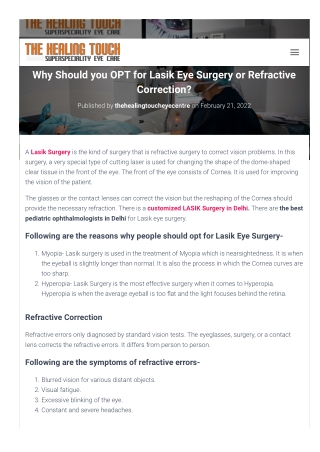 lasik surgery in Delhi