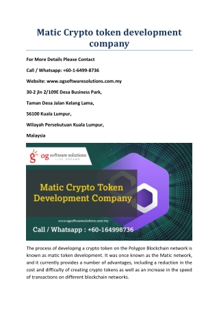 Matic Crypto token development company
