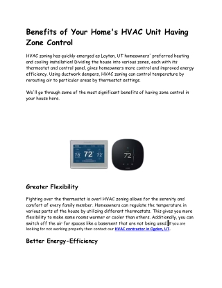 Benefits of Your Home's HVAC Unit Having Zone Control