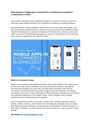 Why having a mobile app is essential for a business to succeed in e-commerce in 2022 - Google Docs