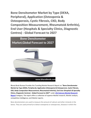 Bone Densitometer Market ,Global Forecast to 2027