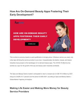 How Are On-Demand Beauty Apps Fostering Their Early Development