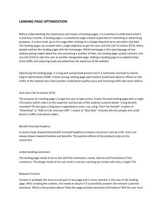 LANDING PAGE OPTIMIZATION