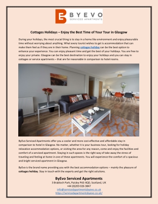 Cottages Holidays – Enjoy the Best Time of Your Tour in Glasgow