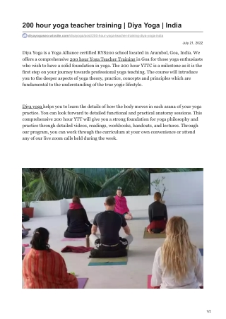 diyayogaseo.wixsite.com-200 hour yoga teacher training  Diya Yoga  India