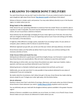 6 REASONS TO ORDER DONUT DELIVER