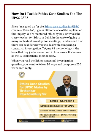 How Do I Tackle Ethics Case Studies For The UPSC CSE?