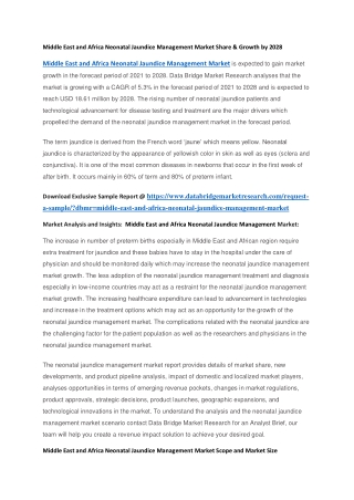 Middle East and Africa Neonatal Jaundice Management Market Share & Growth by 2028