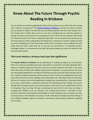Know About The Future Through Psychic Reading In Brisbane