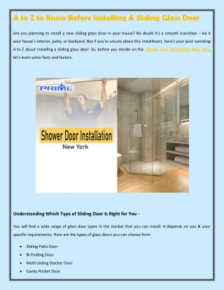 A to Z to Know Before Installing A Sliding Glass Door