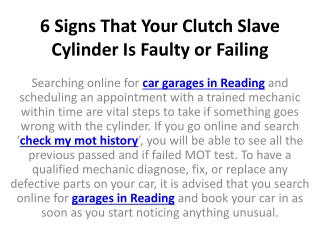 6 Signs That Your Clutch Slave Cylinder Is Faulty or Failing