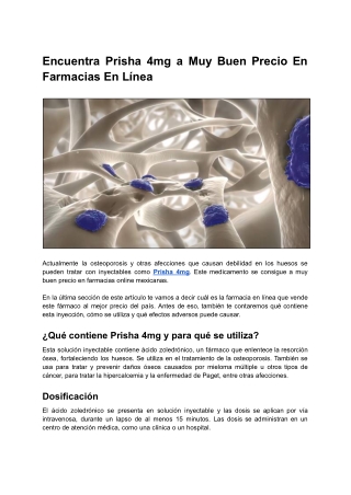 Encuentra Prisha 4mg a Muy Buen Precio En Farmacias En Línea