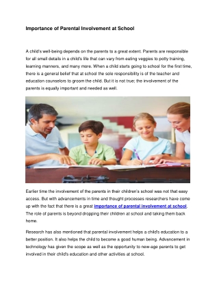 Importance of Parental Involvement at School
