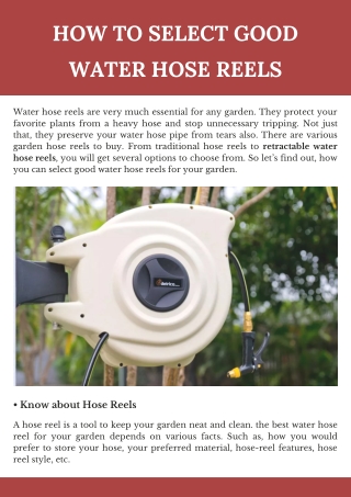 How to Select Good Water Hose Reels