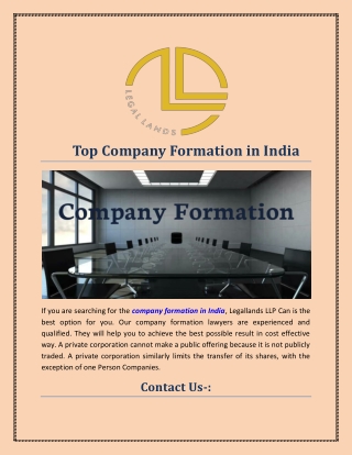Top Company Formation in India