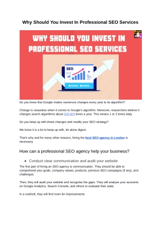 Why Should You Invest In Professional SEO Services