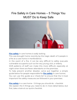 Fire Safety in Care Homes – 5 Things You MUST Do to Keep Safe