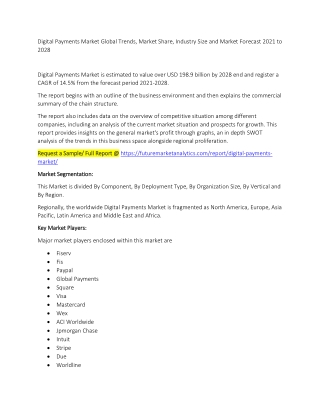 Digital Payments Market Trends, Market Share, Industry Size, Growth, and Market Forecast 2021 to 2028