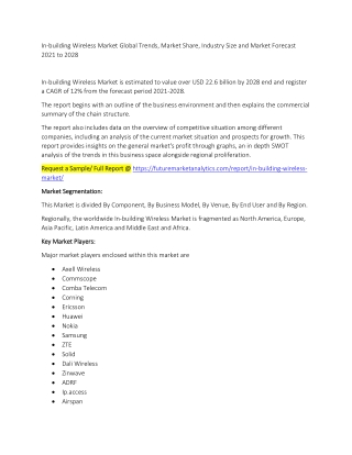 In-building Wireless Market Trends, Market Share, Industry Size, Growth, and Market Forecast 2021 to 2028