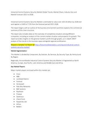 Industrial Control Systems Security Market Trends, Market Share, Industry Size, Growth, and Market Forecast 2021 to 2028