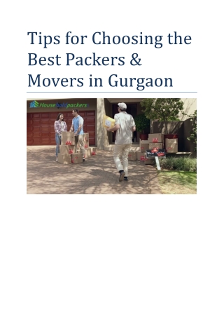 Tips for Choosing the Best Packers & Movers in Gurgaon