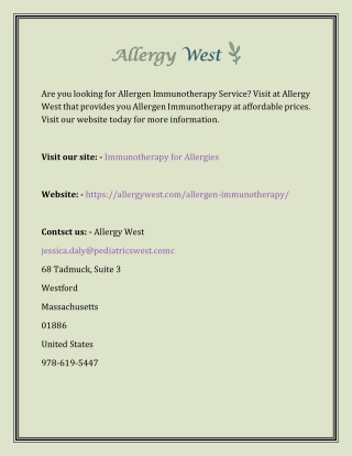 Immunotherapy for Allergies  Allergy West