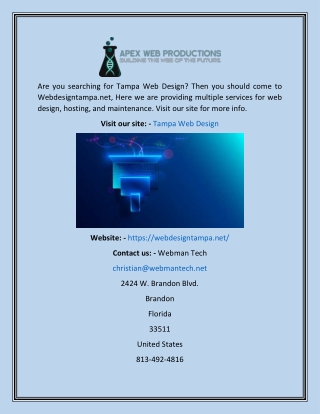 Tampa Web Design  Webdesigntampa.net