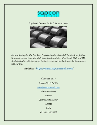 Top Steel Dealers India  Sapcon Steels