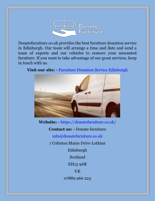 Furniture Donation Service Edinburgh  Donatefurniture.co.uk