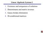 Linear Algebraic Systems I
