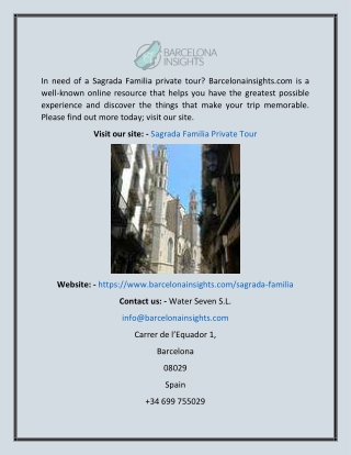 Sagrada Familia Private Tour  Barcelonainsights.com