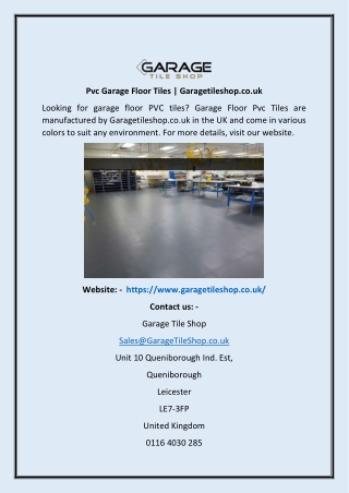 Pvc Garage Floor Tiles  Garagetileshop.co.uk