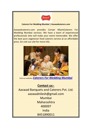 Caterers For Wedding Mumbai | Aaswadcaterers.com