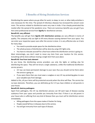 3 Benefits of Hiring Disinfection Services