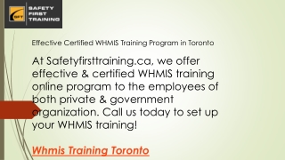 Effective Certified WHMIS Training Program in Toronto