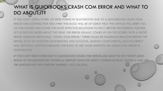 Here’s how to tackle QuickBooks Crash Com Error instantly