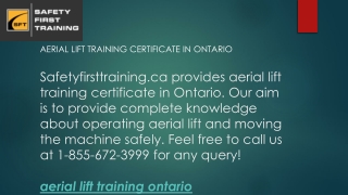 Aerial Lift Training Certificate in Ontario