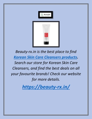 Korean Skin Care Cleansers Product | Beauty-rx.in