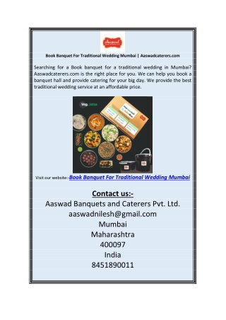 Book Banquet For Traditional Wedding Mumbai | Aaswadcaterers.com