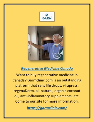 Regenerative Medicine Canada | Garmclinic.com