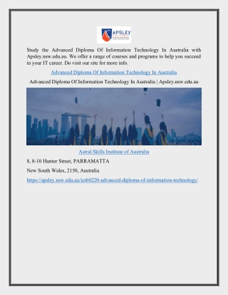 Advanced Diploma Of Information Technology In Australia | Apsley.nsw.edu.au