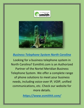 Business Telephone System North Carolina | Esmithit.com
