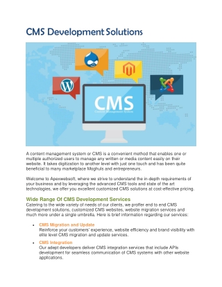 Best CMS Development Services by Experts