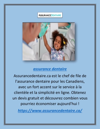 Assurance dentaire | Assurancedentaire.ca