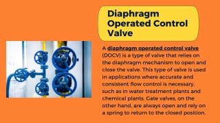 Difference Between Diaphragm Operated Control Valve and Gate Valve