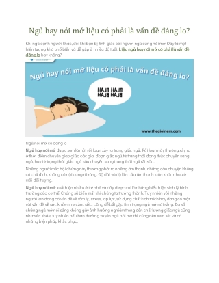 Ngủ hay nói mớ liệu có phải là vấn đề đáng lo