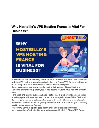 Why Hostbillo’s VPS Hosting France is Vital For Business